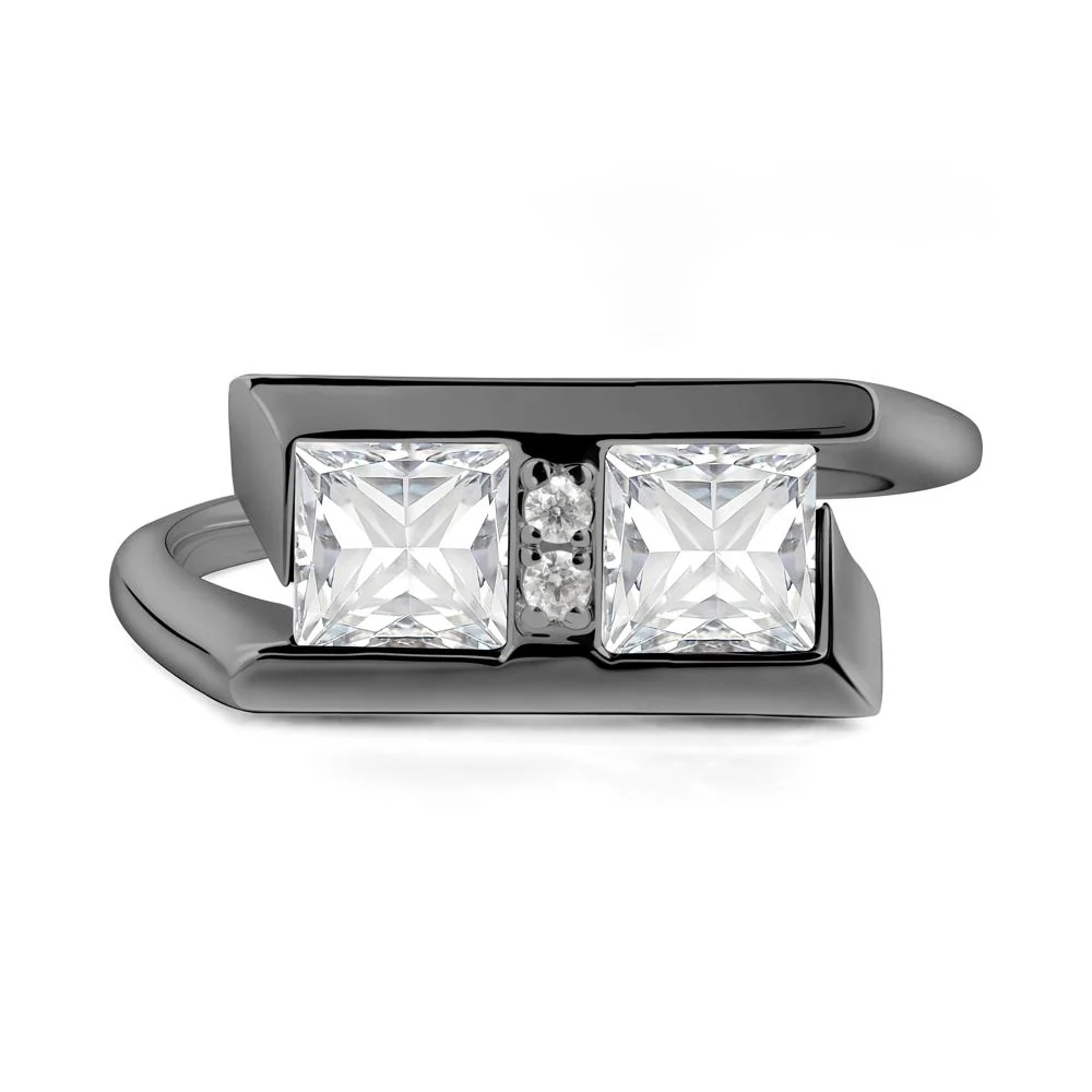 Square Moissanite Toi Et Moi Ring - Image 4
