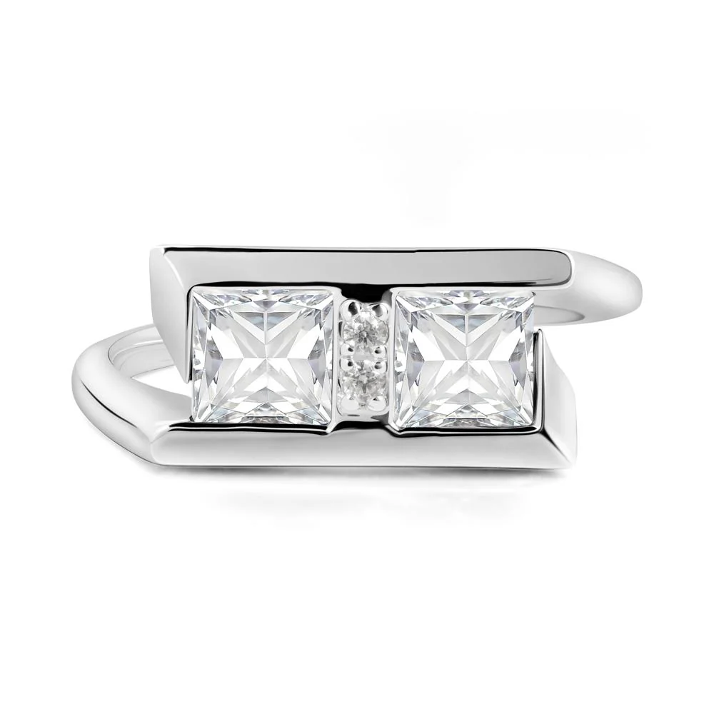 Square Moissanite Toi Et Moi Ring - Image 5