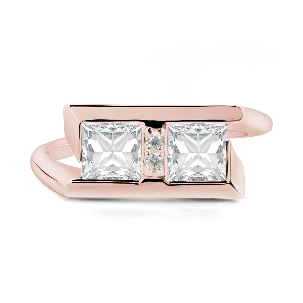 Square Moissanite Toi Et Moi Ring - Image 7
