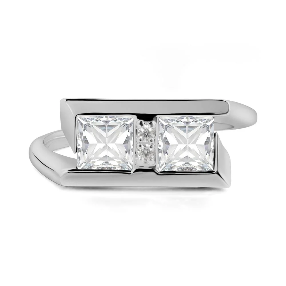 Square Moissanite Toi Et Moi Ring - Image 9