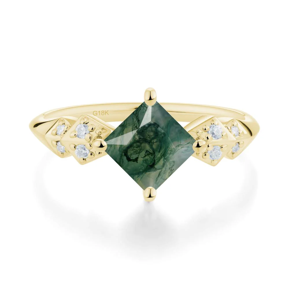 Square Moss Agate Engagement Ring - Image 5