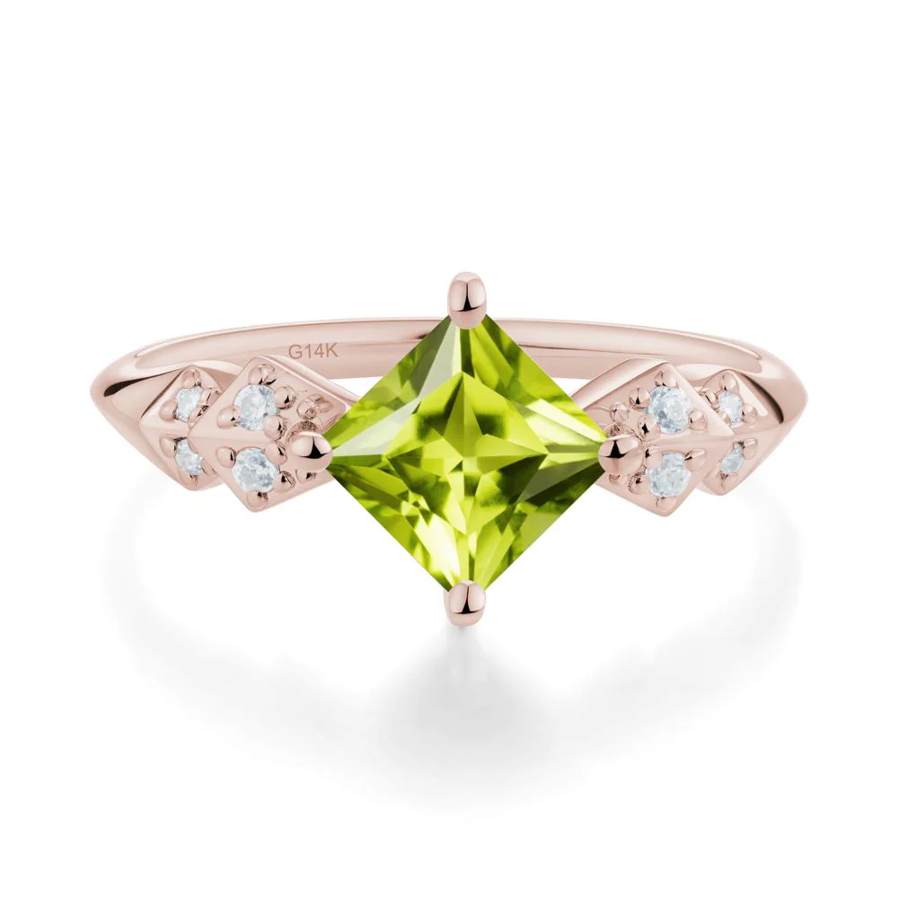 Square Peridot Engagement Ring - Image 5