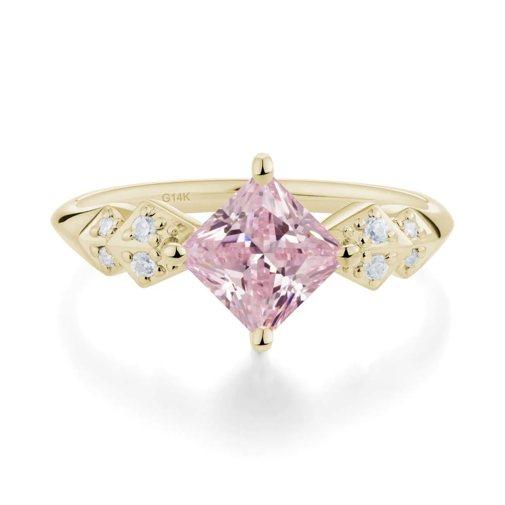 Square Pink Cubic Zirconia Engagement Ring - Image 3