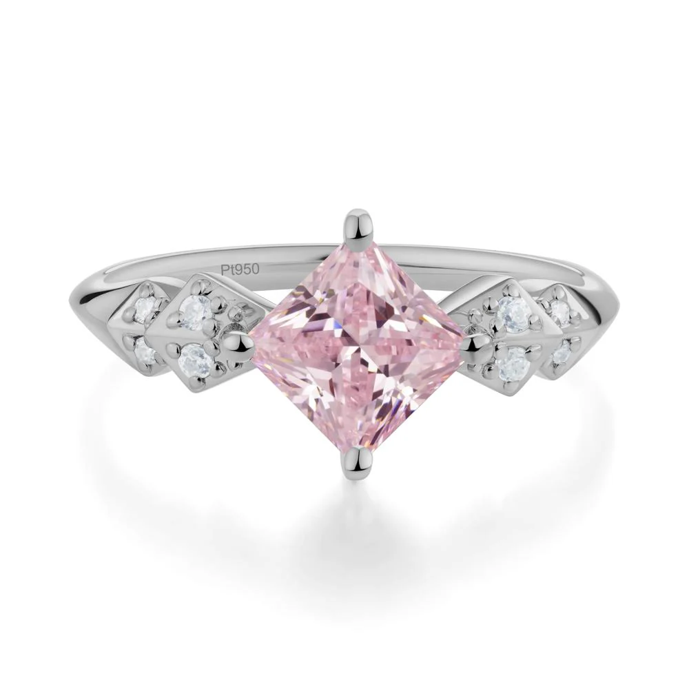 Square Pink Cubic Zirconia Engagement Ring - Image 4