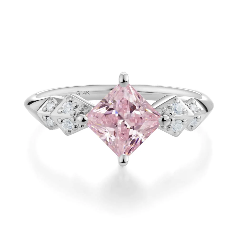 Square Pink Cubic Zirconia Engagement Ring - Image 9
