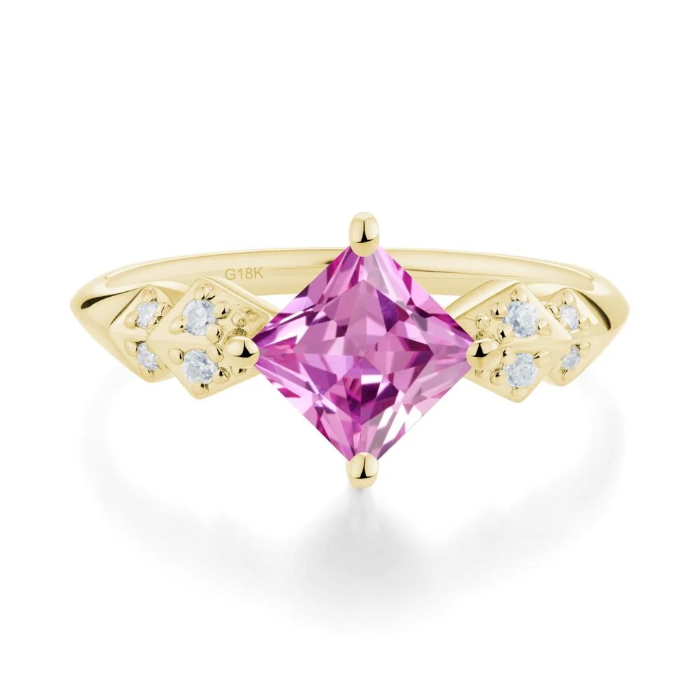 Square Pink Sapphire Engagement Ring - Image 2