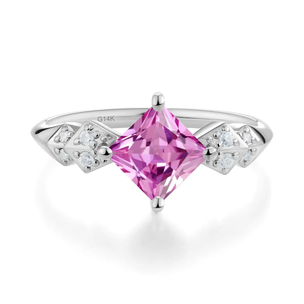 Square Pink Sapphire Engagement Ring - Image 5