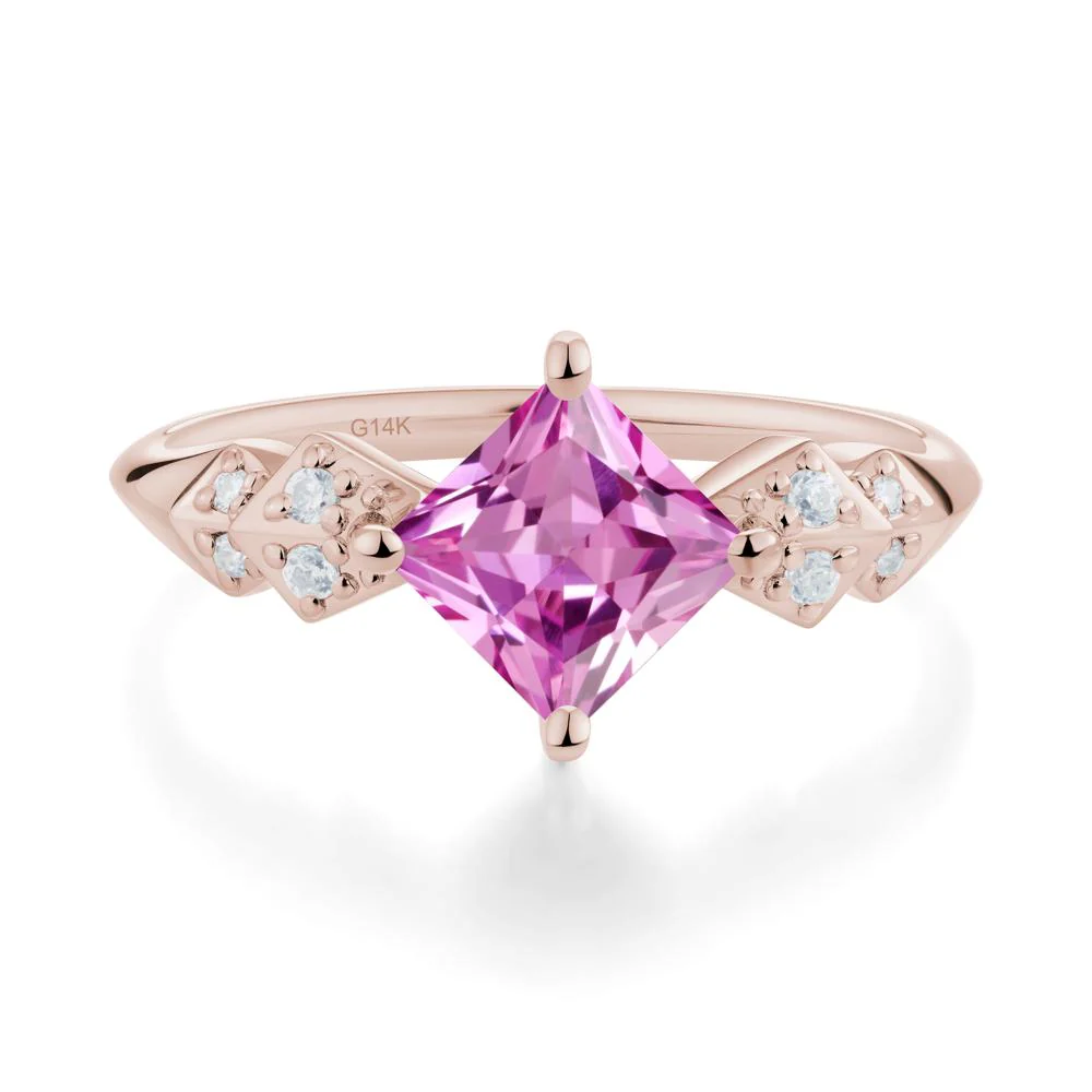 Square Pink Sapphire Engagement Ring - Image 7