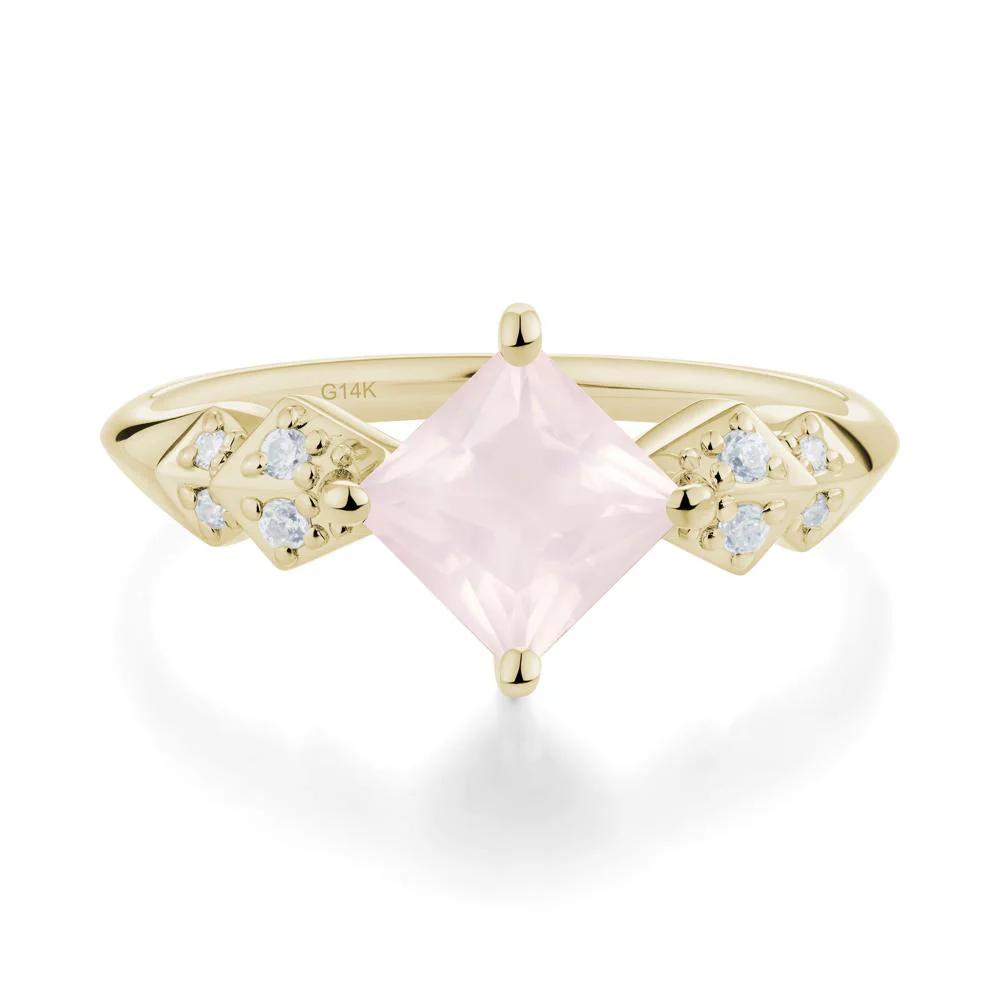 Square Rose Quartz Engagement Ring