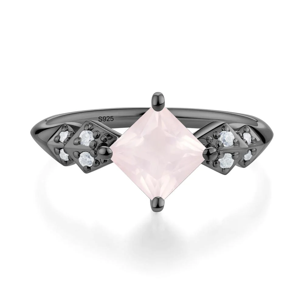 Square Rose Quartz Engagement Ring - Image 3