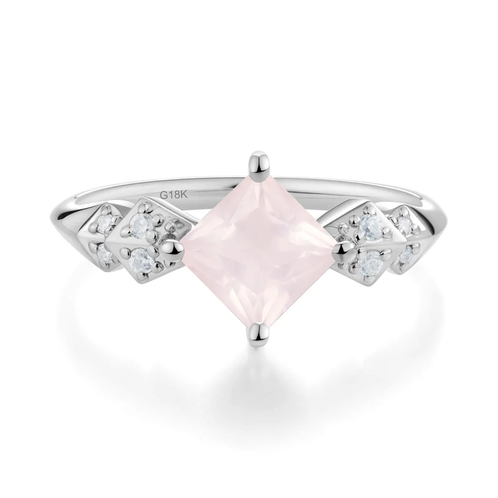Square Rose Quartz Engagement Ring - Image 6