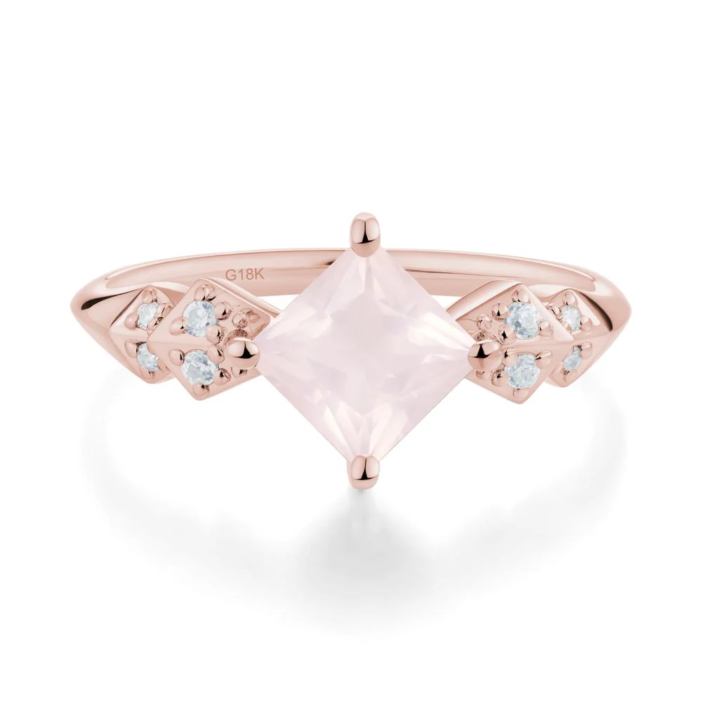 Square Rose Quartz Engagement Ring - Image 8