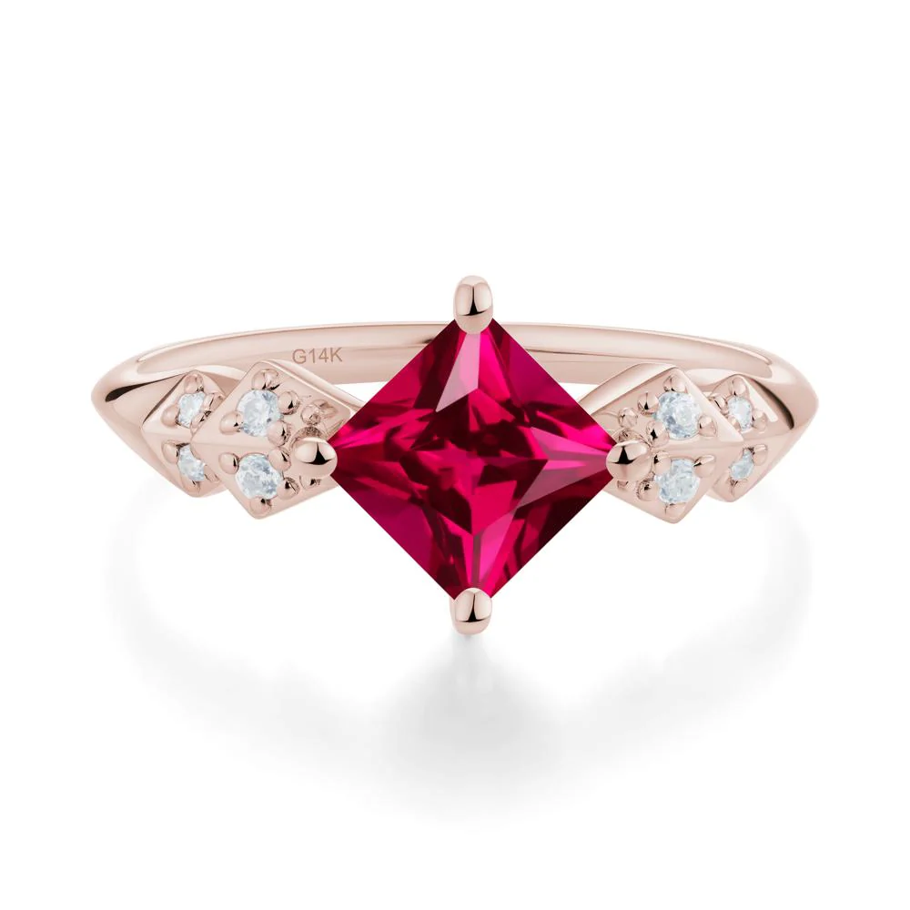 Square Ruby Engagement Ring - Image 2