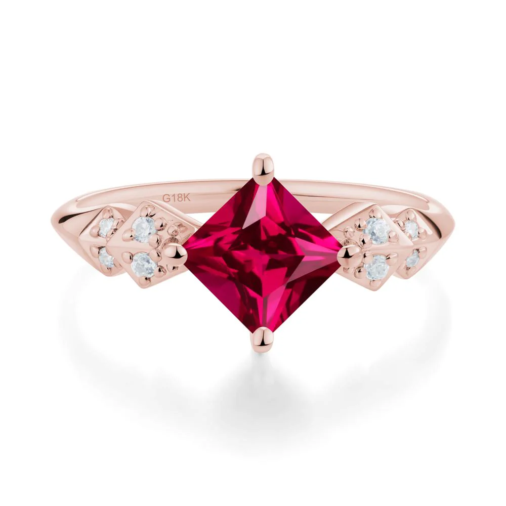 Square Ruby Engagement Ring - Image 3