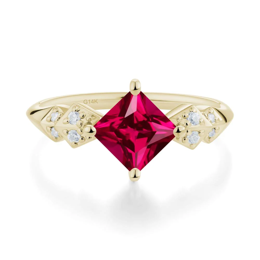 Square Ruby Engagement Ring - Image 4