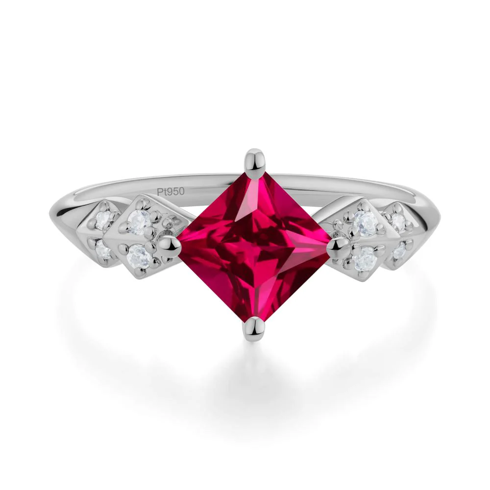 Square Ruby Engagement Ring - Image 6
