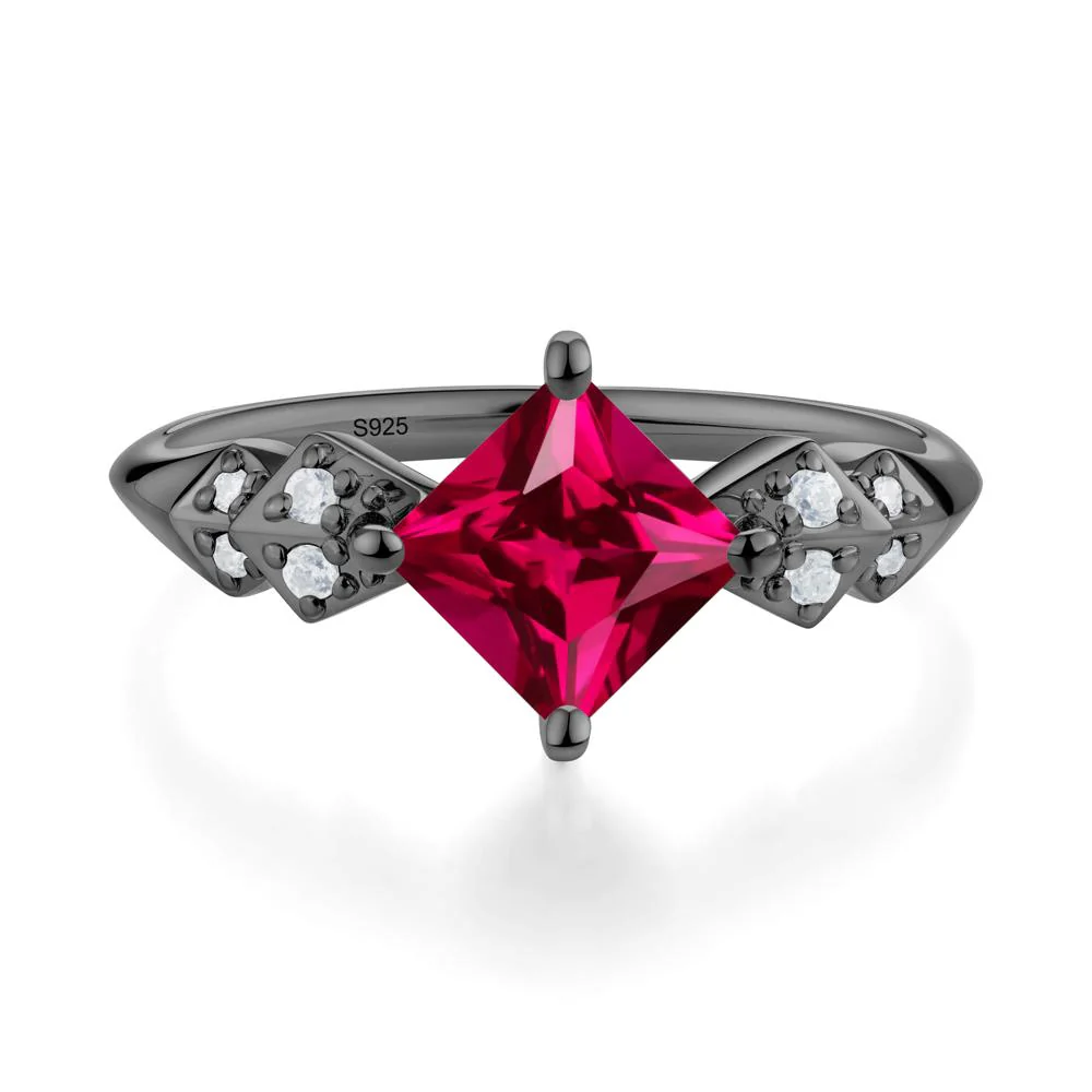 Square Ruby Engagement Ring - Image 9