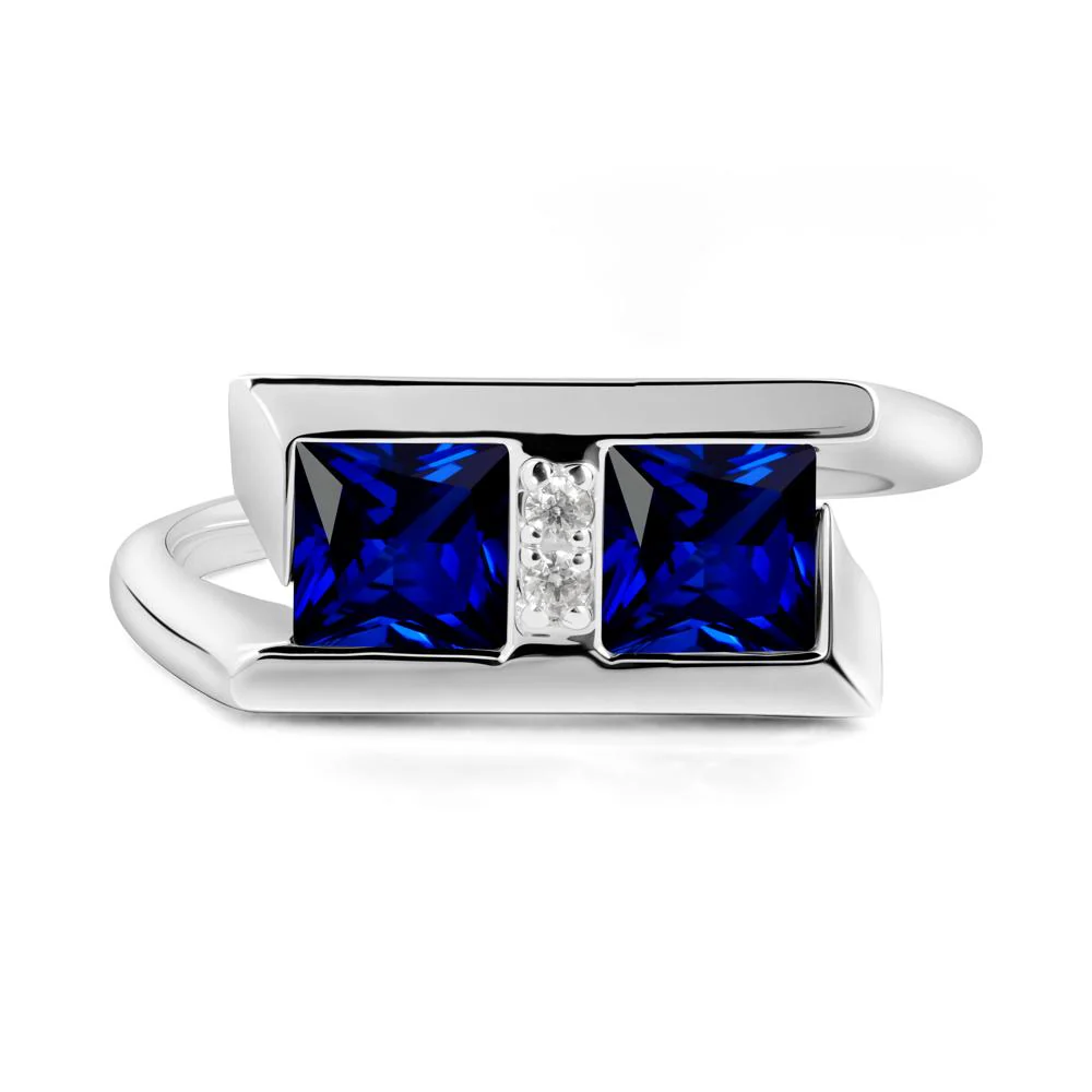 Square Sapphire Toi Et Moi Ring - Image 8