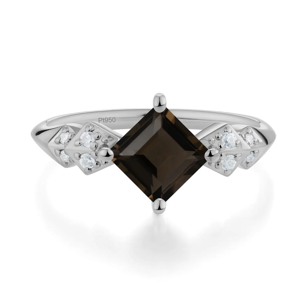 Square Smoky Quartz Engagement Ring
