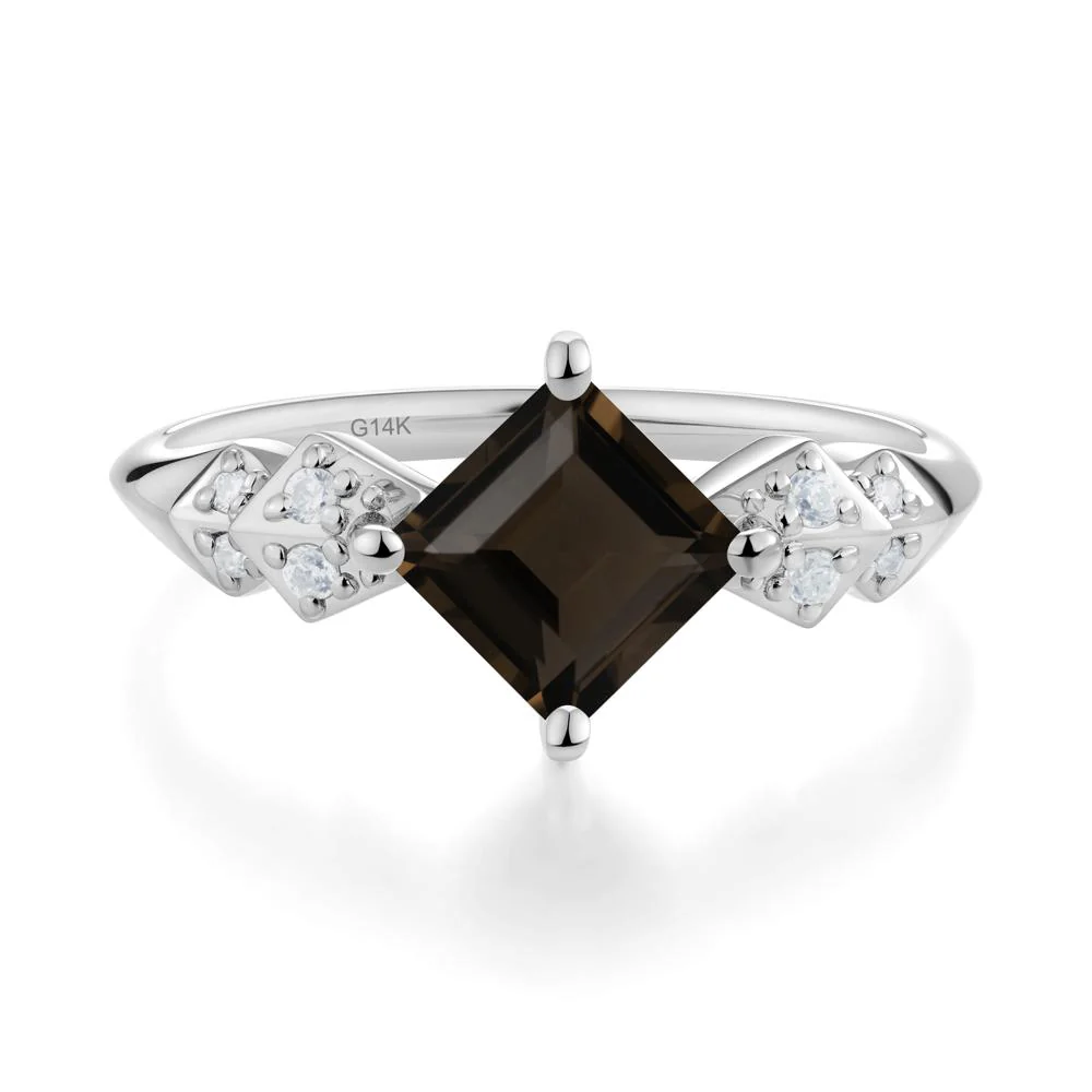 Square Smoky Quartz Engagement Ring - Image 2