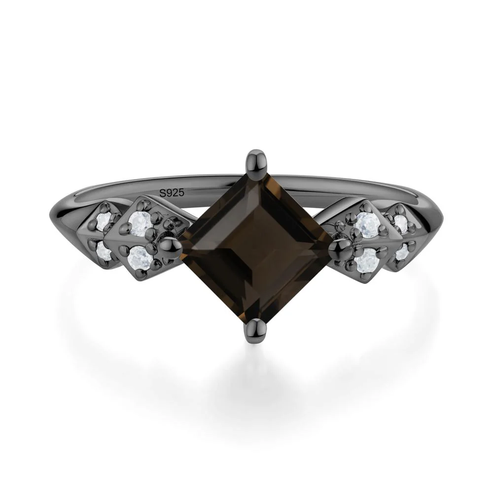 Square Smoky Quartz Engagement Ring - Image 4