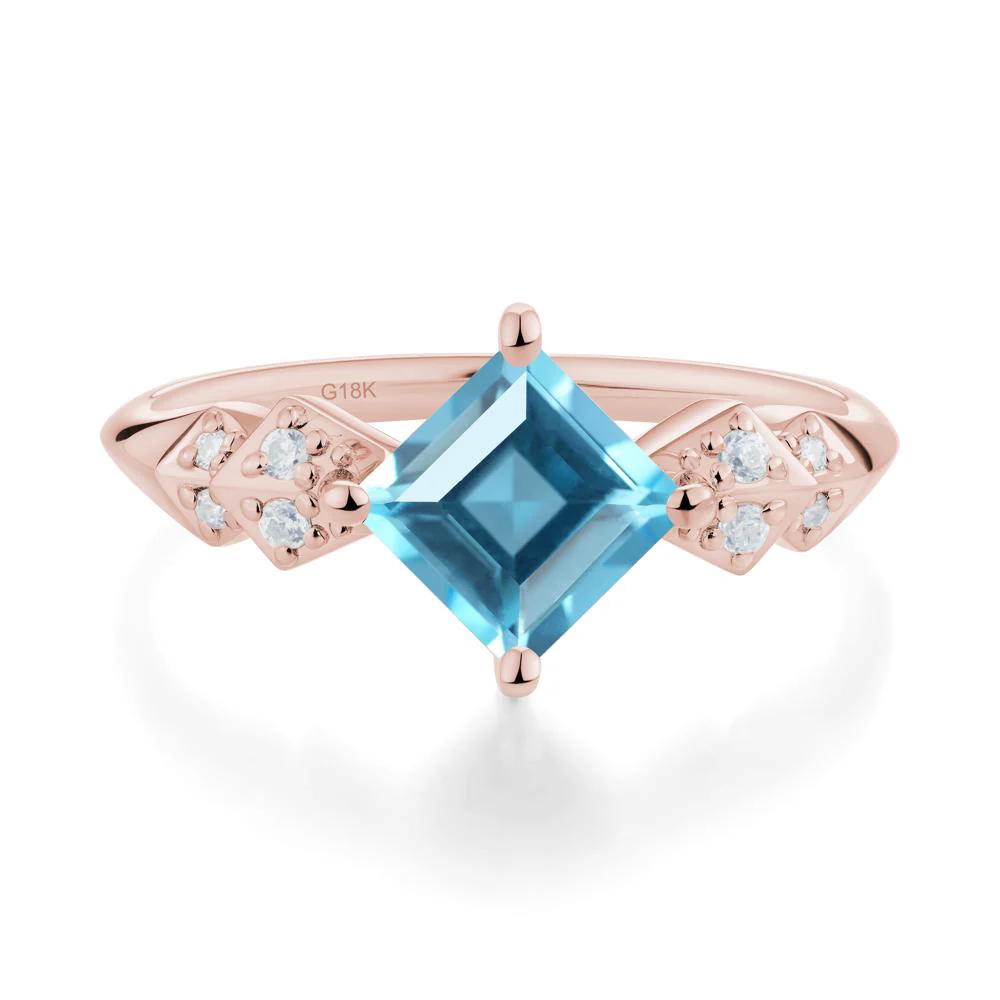 Square Swiss Blue Topaz Engagement Ring - Image 4