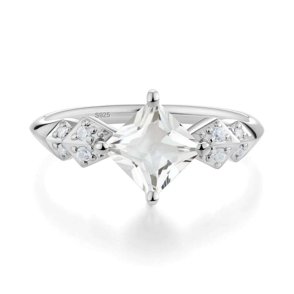 Square White Topaz Engagement Ring - Image 2