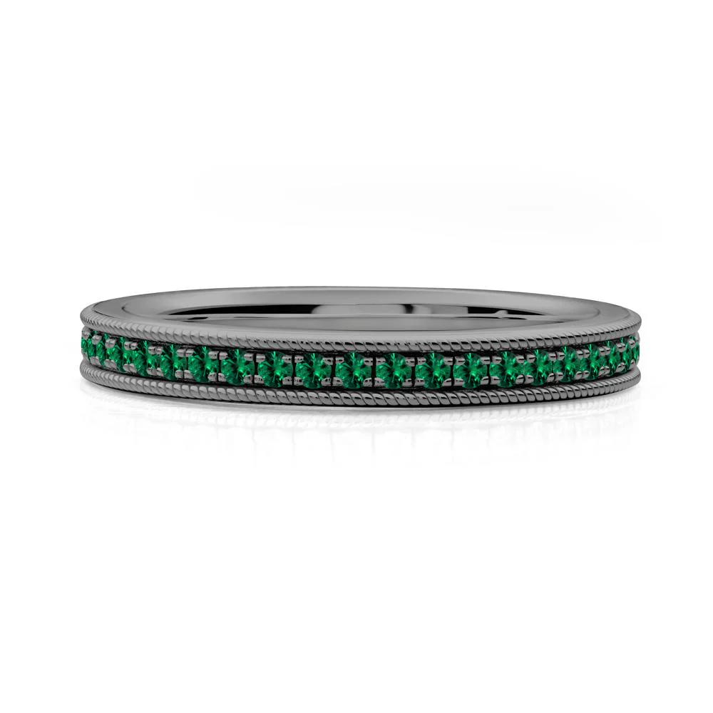 Stackable Milgrain Emerald Ring