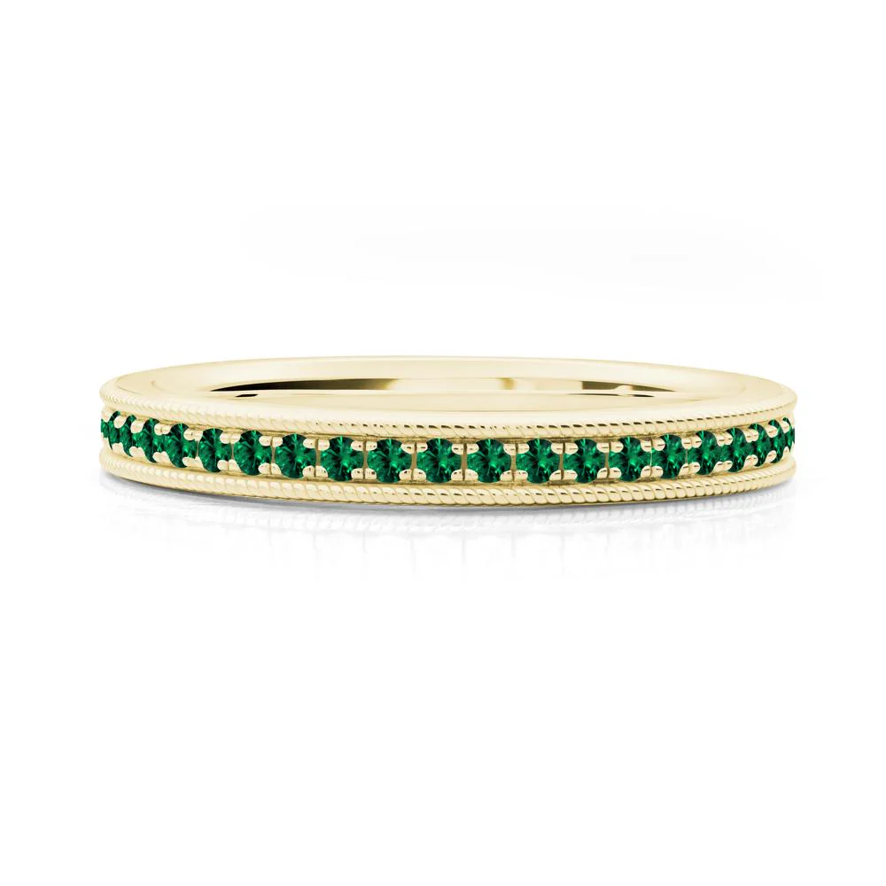 Stackable Milgrain Emerald Ring - Image 3