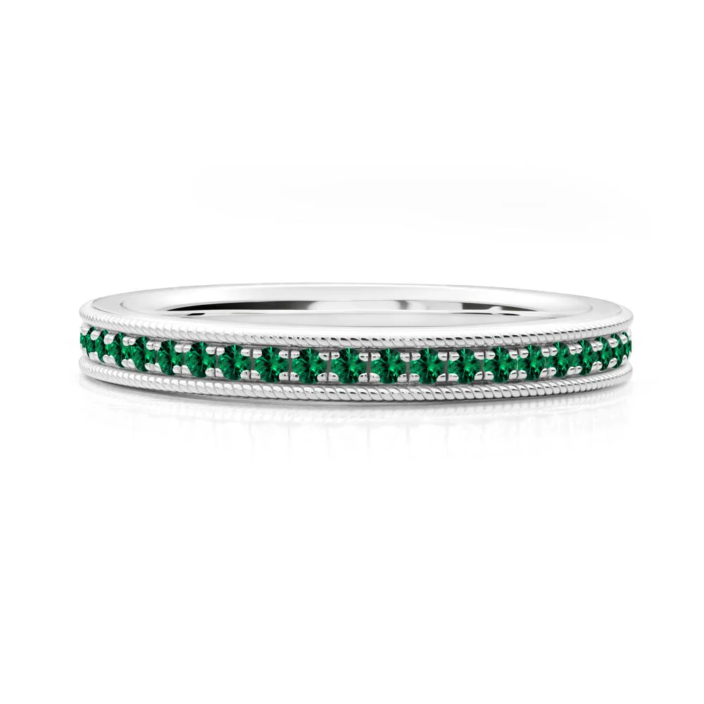 Stackable Milgrain Emerald Ring - Image 5