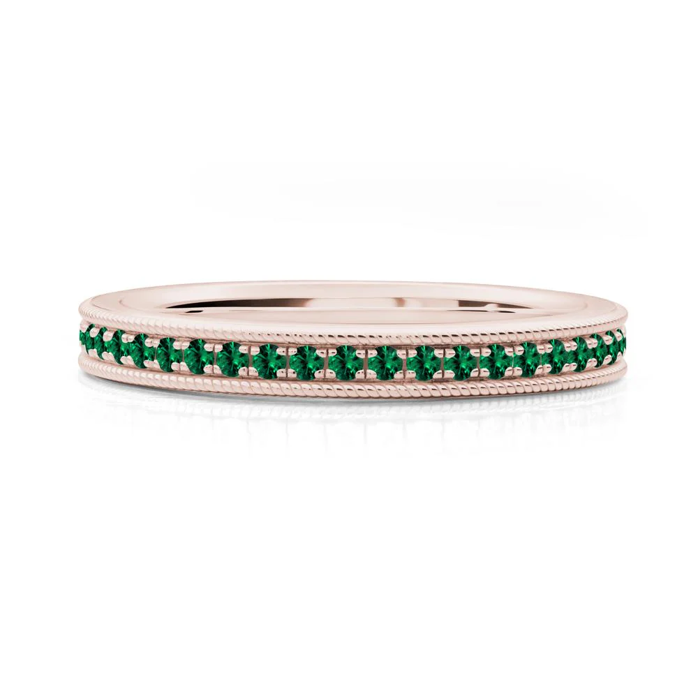 Stackable Milgrain Emerald Ring - Image 8