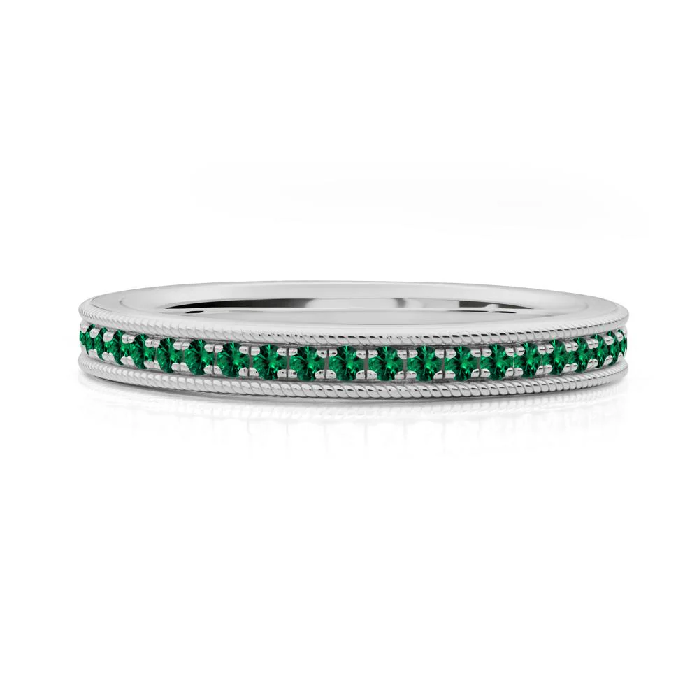 Stackable Milgrain Emerald Ring - Image 9