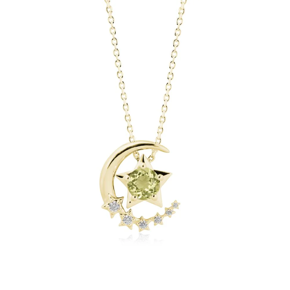 Star and Crescent Moon Lemon Quartz Pendant Necklace - Image 6