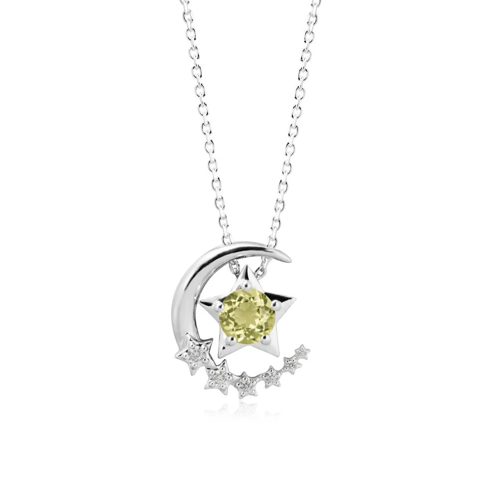 Star and Crescent Moon Lemon Quartz Pendant Necklace - Image 9