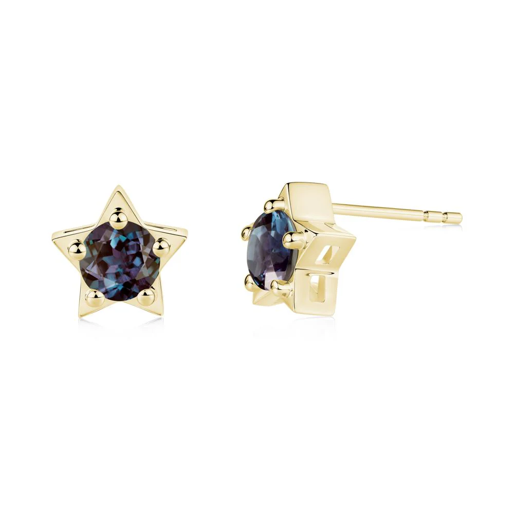 Star Round Alexandrite Stud Earrings - Image 7