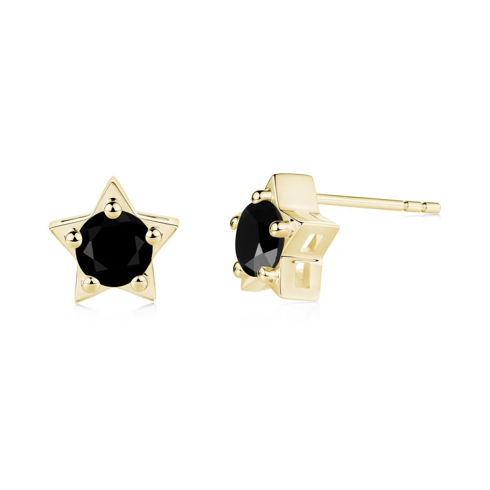 Star Round Black Spinel Stud Earrings - Image 2