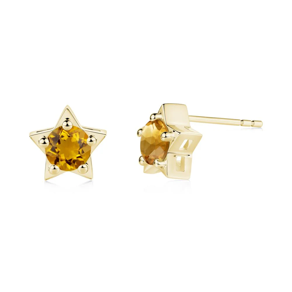 Star Round Citrine Stud Earrings - Image 4