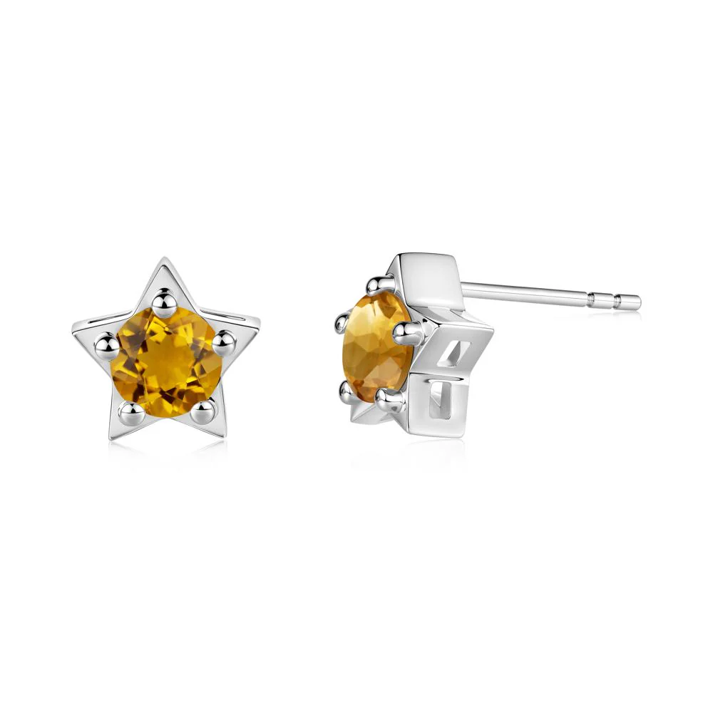 Star Round Citrine Stud Earrings - Image 8