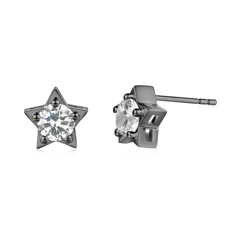 Star Round Cubic Zirconia Stud Earrings