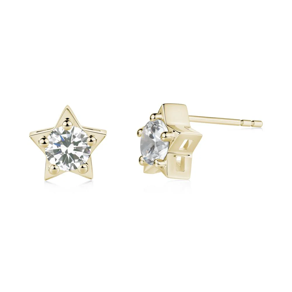 Star Round Cubic Zirconia Stud Earrings - Image 6