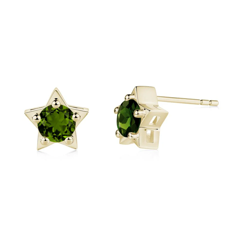 Star Round Diopside Stud Earrings - Image 3