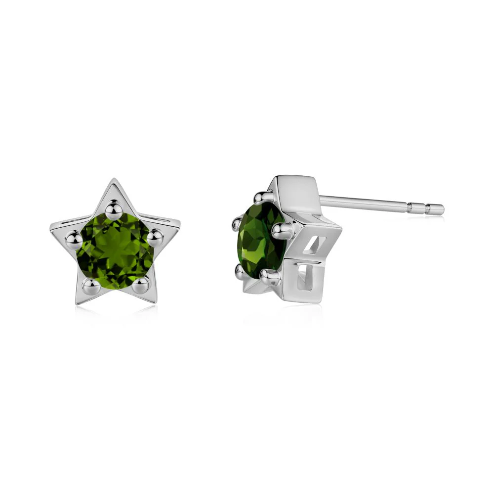 Star Round Diopside Stud Earrings - Image 5