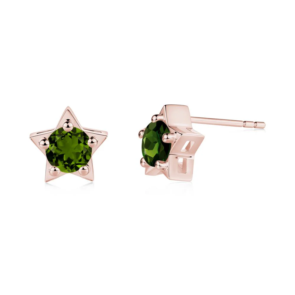 Star Round Diopside Stud Earrings - Image 8