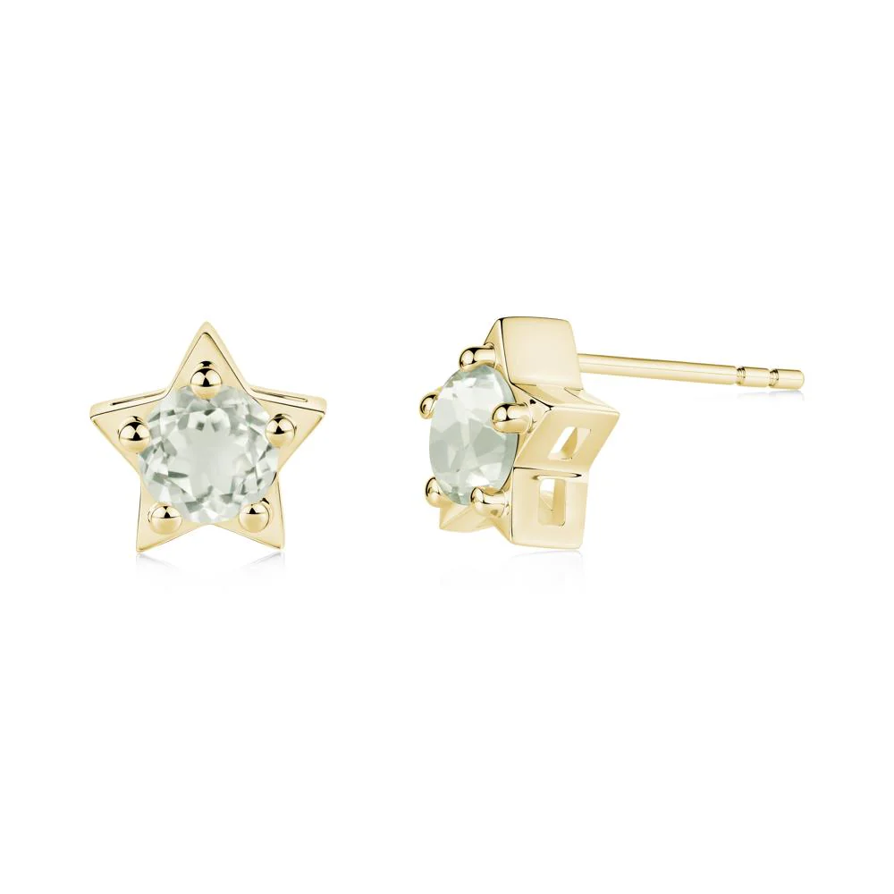 Star Round Green Amethyst Stud Earrings - Image 7
