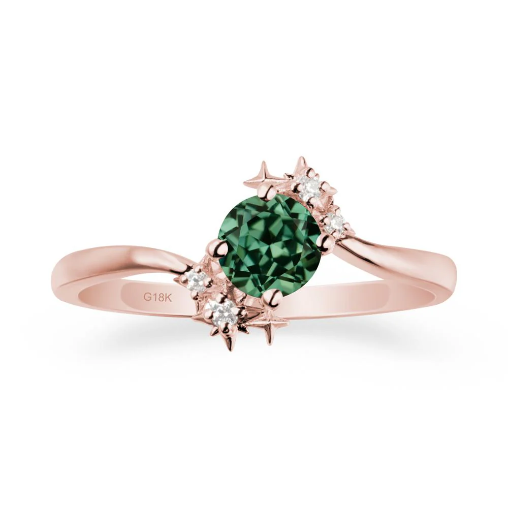 Star Round Green Sapphire Celestial Ring - Image 4