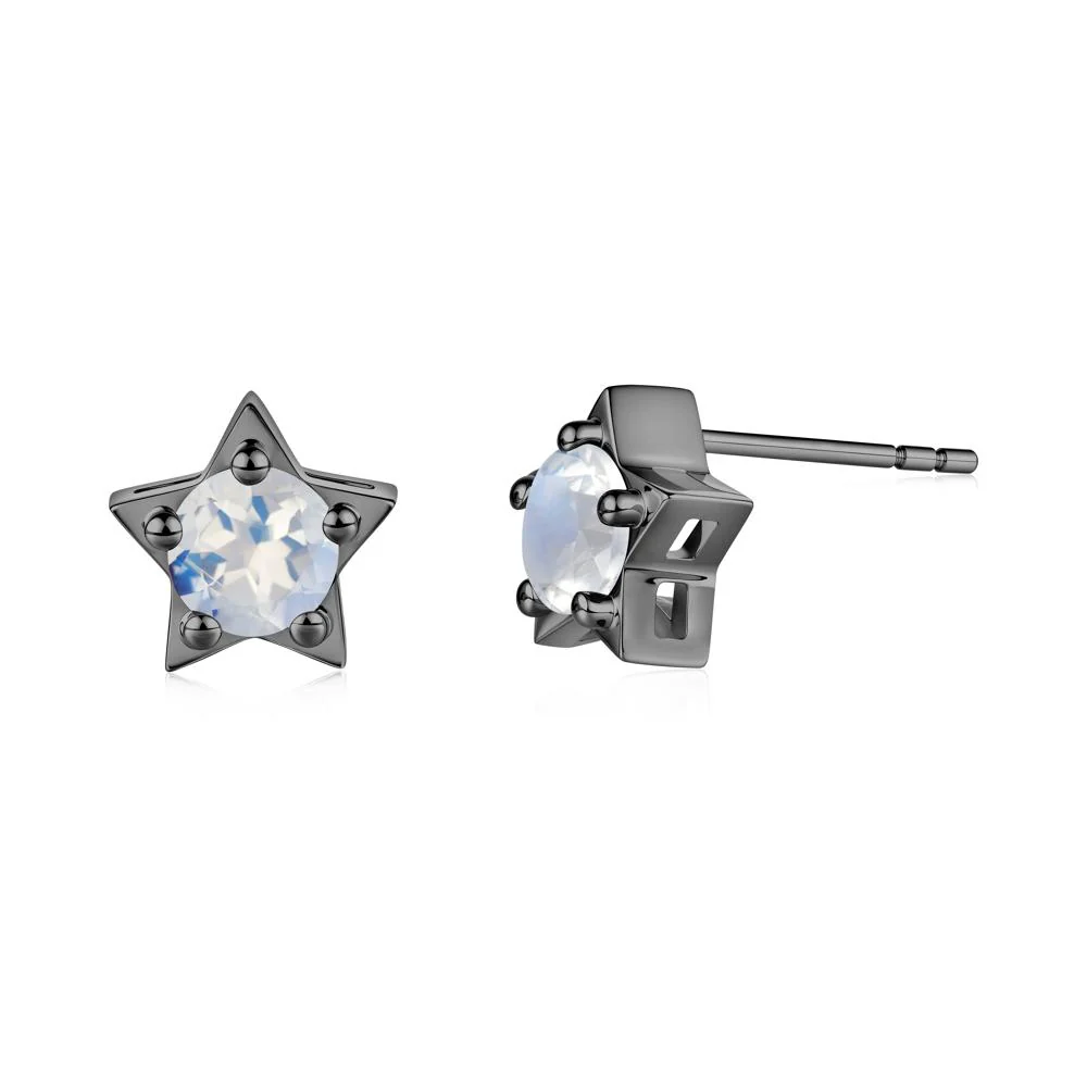 Star Round Moonstone Stud Earrings - Image 2