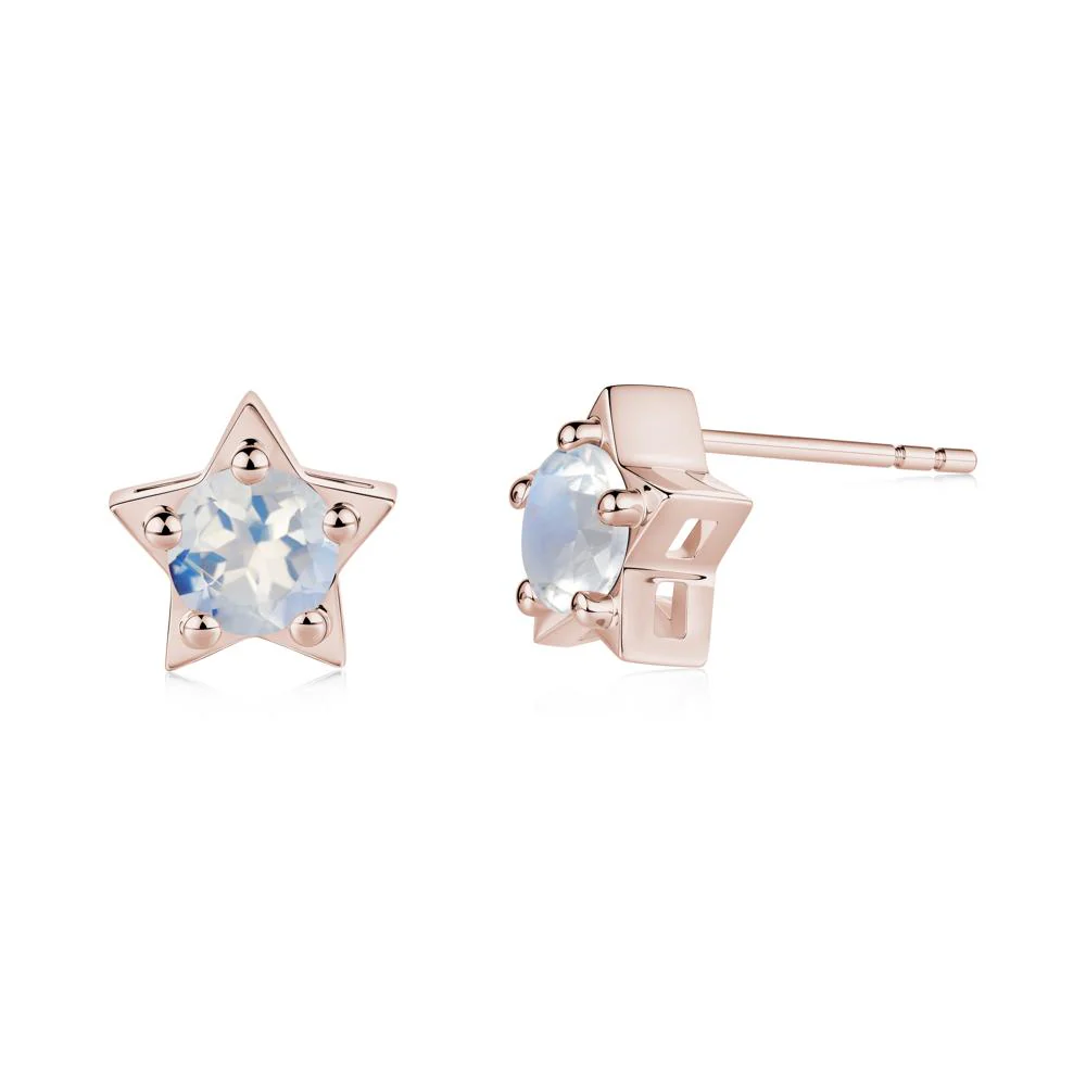 Star Round Moonstone Stud Earrings - Image 4