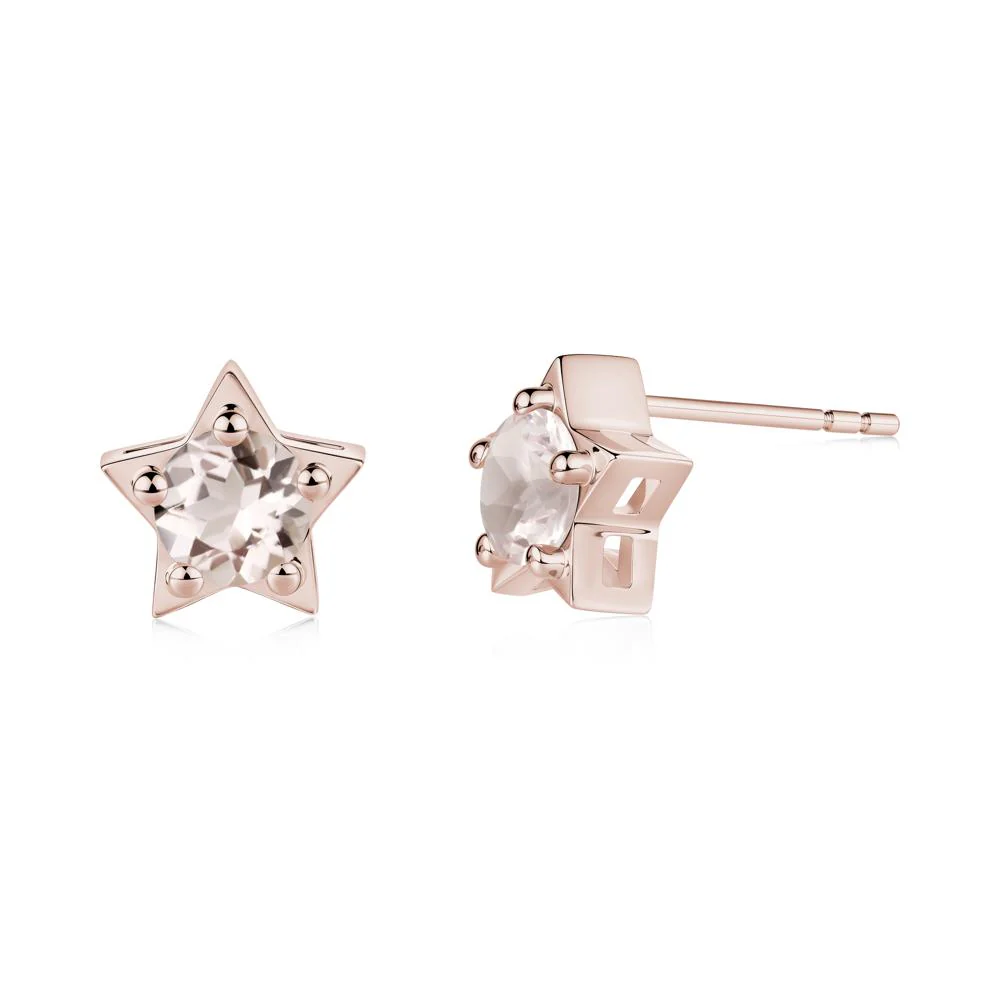 Star Round Morganite Stud Earrings - Image 4