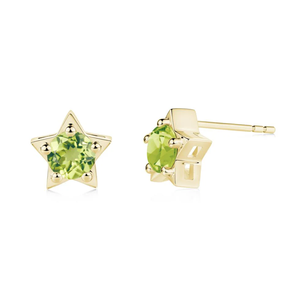 Star Round Peridot Stud Earrings - Image 4