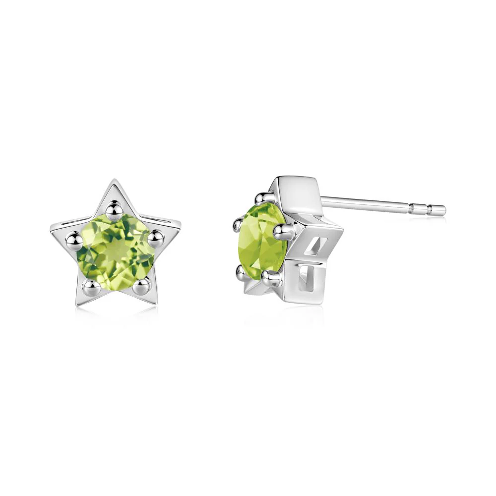 Star Round Peridot Stud Earrings - Image 8